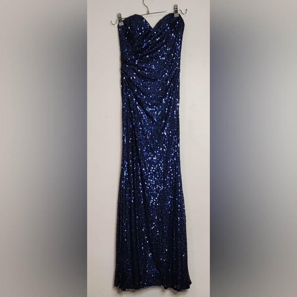 La Femme Midnight Blue Sequin women's Maxi Dress size 2